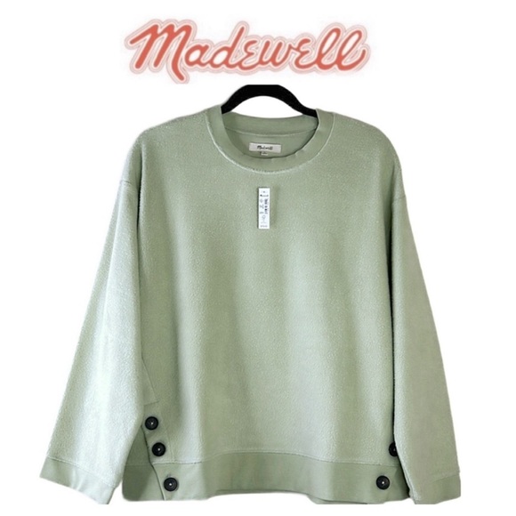 NEW Madewell Sweatshirt Brushed Side Button Details Relaxed Pullover Womens S - Picture 9 of 10